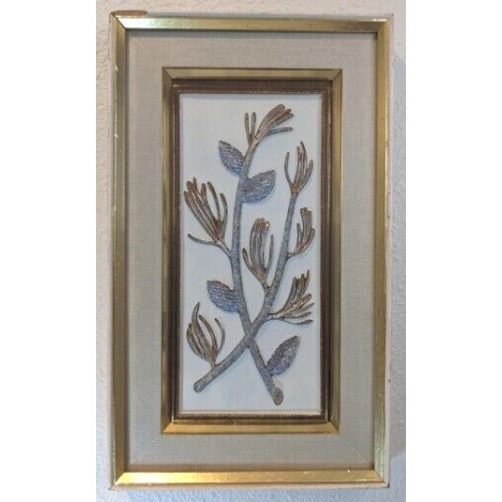 Yolande Four Seasons Framed Artwork Winter Glistening Pine Cones Vintage MCM